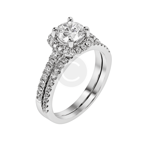 White Gold Band Ring in White Diamond